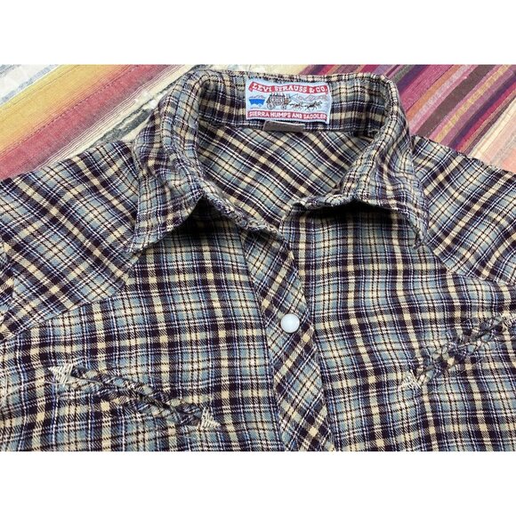 Vtg 70s Levi's Sierra Humps Plaid Western Cowgirl Shirt Slash Pocket Pearl Snap - Picture 4 of 9